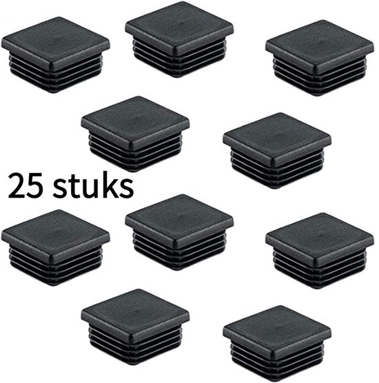 25 Vierkantrohrkappen - Kunststoff-vierkantrohrkappen - Schwarz - 40 X 40 Mm - Kunststoff-vierkant-endkappen - Rohrkappen