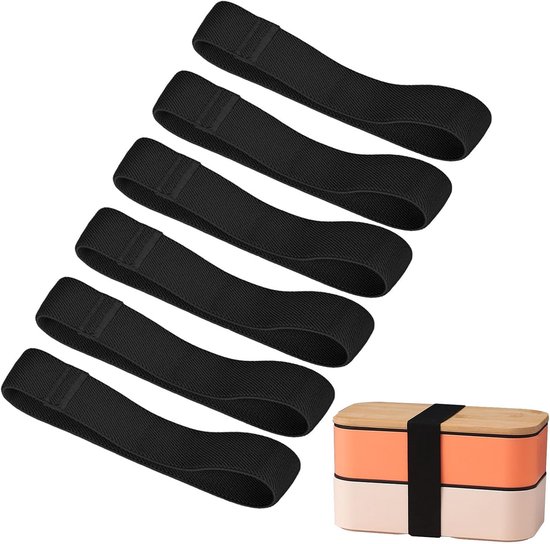 Lunchbox-befestigungsbänder – 10er-pack, 25 Mm Breite Elastische Bänder, Für Lunchboxen, Tragbare Elastische Lunchbox-befestigungsbänder, Schwarz