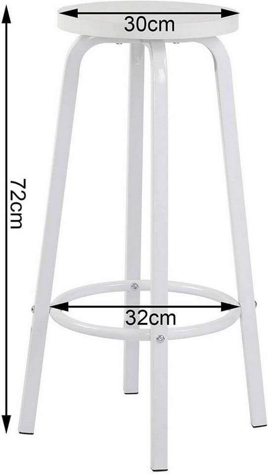 WOLTU Barhocker 2er-Set Bistrohocker Tresenhocker Barstuhl aus MDF & Metall, runde Sitzfläche, Weiß