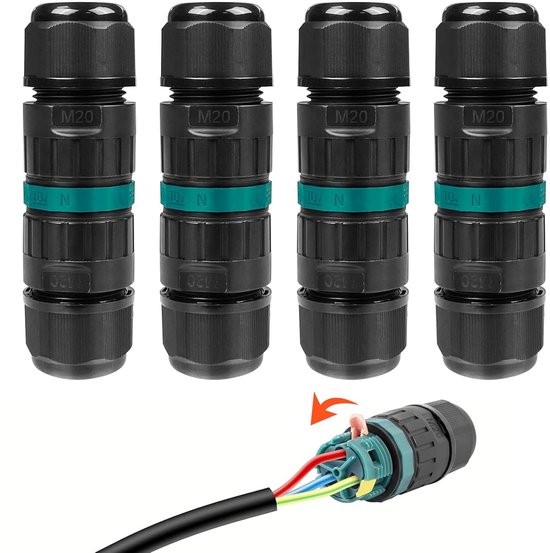 4er-packung, Ip68-kabelverbinder, Wasserdichte Anschlussdose (2/3-fach), Drahtdurchmesser 9–12 Mm, Netzkabelkupplung, Außensteckdose
