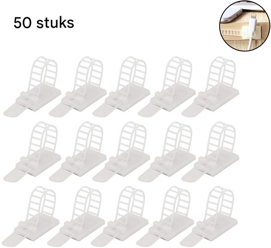 50er-packung Weiße, Selbstklebende, Verstellbare Kabelclips Mit Schraublöchern