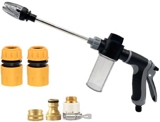 Hochdruck-wasserpistole, Leistungsstarke Sprühdüse Für Gartenschläuche Mit Zubehör Und Handschuhen Zur Autowäsche.