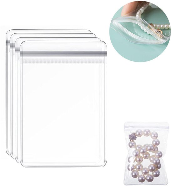 100er-packung Wiederverwendbare Schmuckaufbewahrungsbeutel Aus Antioxidativem Pvc (8 X 12 Cm).