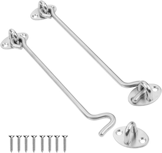Zwei Perforierte, Windfeste Haken, 15 Cm Lange Edelstahl-kabinenhaken Mit 8 Befestigungsschrauben, Für Schwing-/holztüren, Fenster Und Garagentore