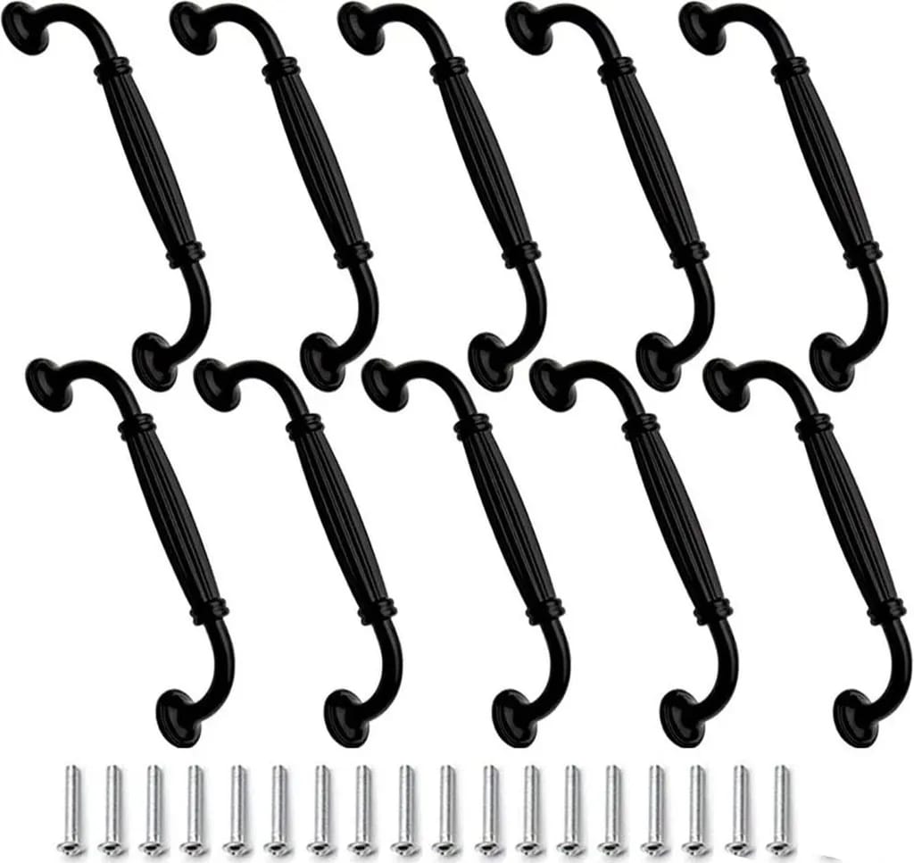 Möbelgriffe, 10er-pack, Schubladen-/türgriffe, Aluminiumlegierung, 128 Mm, Schwarz.
