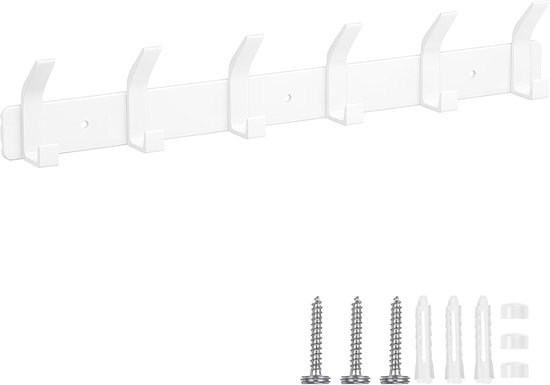 Wandgarderobe Mit 6 Haken – Geeignet Für Handtücher Und Bademäntel – Ideal Für Badezimmer Und Flure – Perlweiß