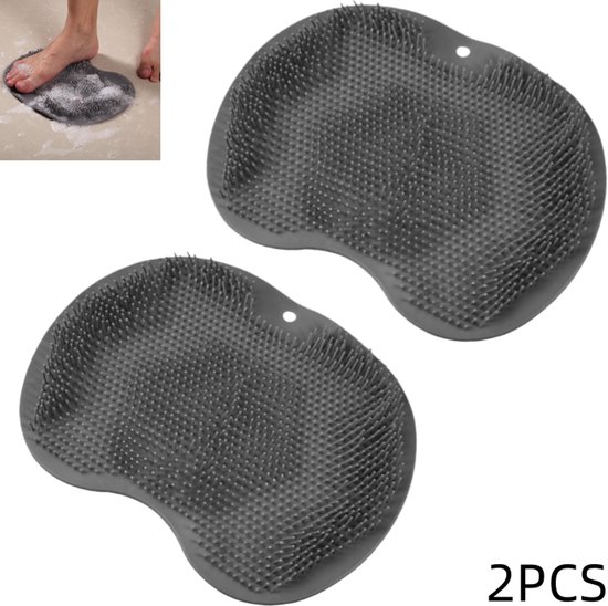 2er-pack Silikon-badematte, Dusch- Und Fußmassagematte, Rutschfester Saugnapf, Grau, 28 X 20 Cm