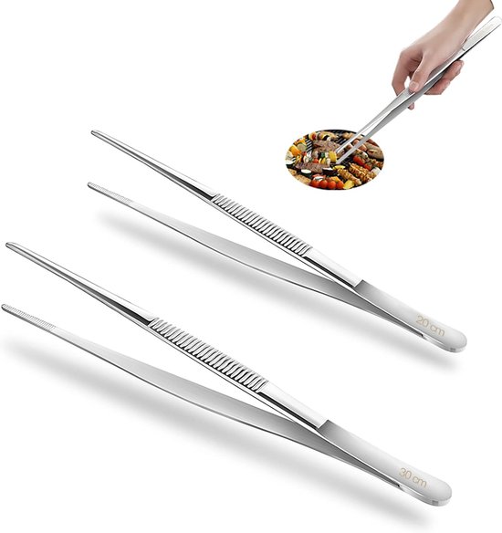2-teilige Küchenpinzette (30 Cm Und 20 Cm), Kochpinzette Aus Edelstahl, Lange Grillpinzette, Kochpinzette Für Lebensmittel, Kochen Und Grillen