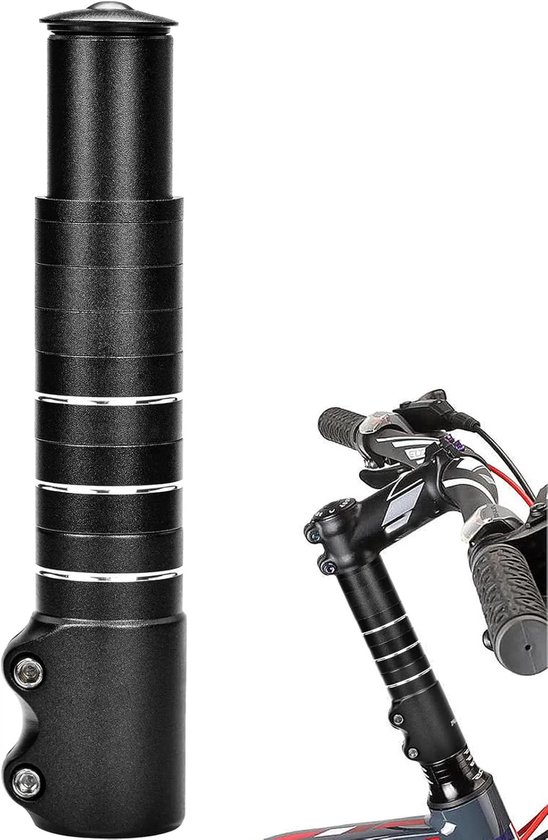 Fahrradlenkererhöhung 180 Mm/138 Mm, Mountainbike-lenkererhöhung, Mit Inbusschlüssel, Geeignet Für 28,6 Mm/1-1/8'' Gabeln, Aluminiumlegierung - Schwarz.