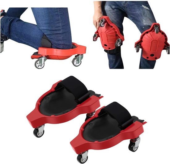 Knieschoner Mit Rollen, 2 Stück, Knieschoner, Arbeitssparend, Mit Rolle Und Verstellbarem Gurt Zum Verlegen Von Bodenfliesen, Arbeitssparend (rot)