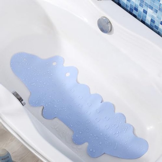 Rutschfeste Badematte Für Kinder – Saugnapf – Maschinenwaschbar – Tpr – 95 X 34,5 Cm – Blaues Krokodilmuster