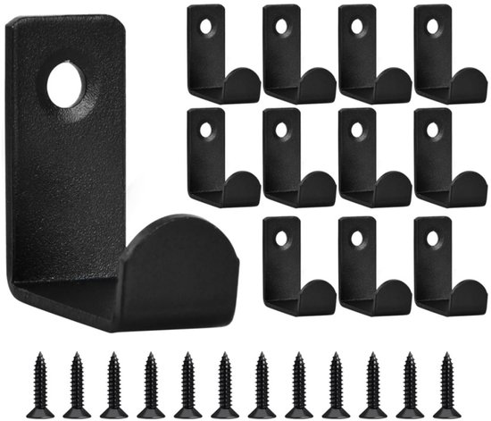 12 Schwarze Haken Mit Schwarzen Schrauben -haken -kleiderhaken -schwarze Metall-wandhaken -schraubhaken -geeignet Für Garderoben In Schlafzimmer, Badezimmer Und Wohnzimmer