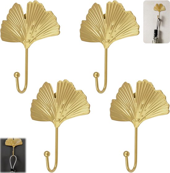 Stück, Haken, Dekorative Blattförmige Eisenhaken, Ginkgoblattförmige Wandhaken, Schlüsselhaken, Für Eingangsbereich, Badezimmer, Schlafzimmer Und Landhaus (gold)