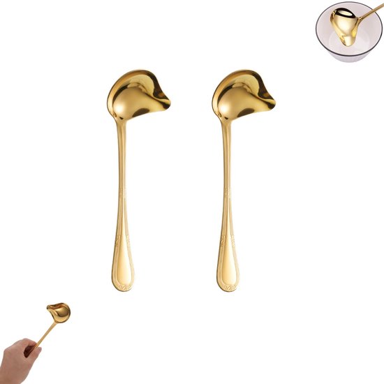 2-teiliger 20 Cm Langer Goldener Entenschnabel-saucenlöffel Aus Edelstahl, Haushalts-soßenlöffel