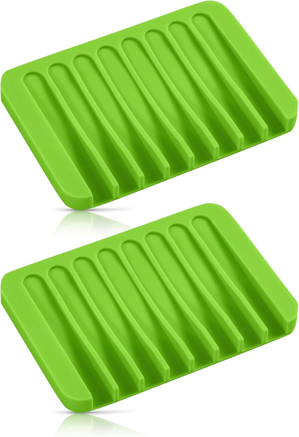 2er-pack Silikon-seifenschalen Mit Abtropffläche, Rutschfest Und Tragbar – Grün