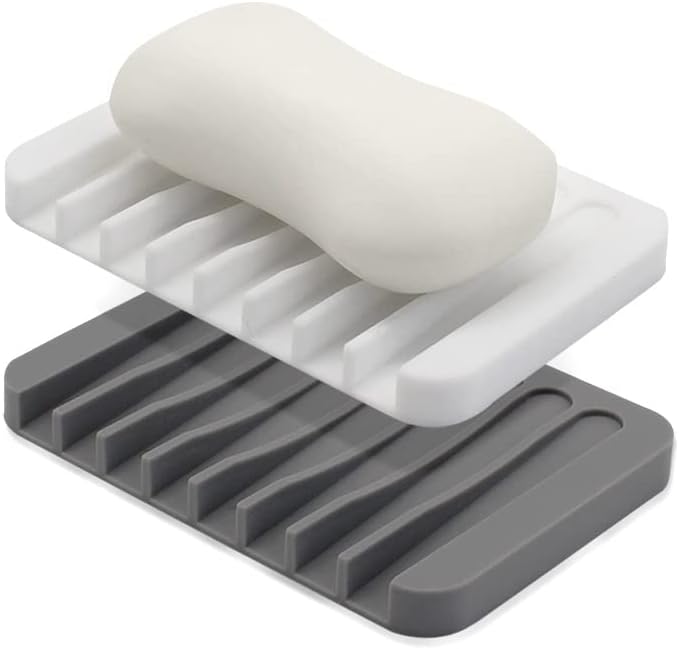 2er-pack Silikon-seifenschalen Mit Abtropfschale, Rutschfest Und Tragbar.