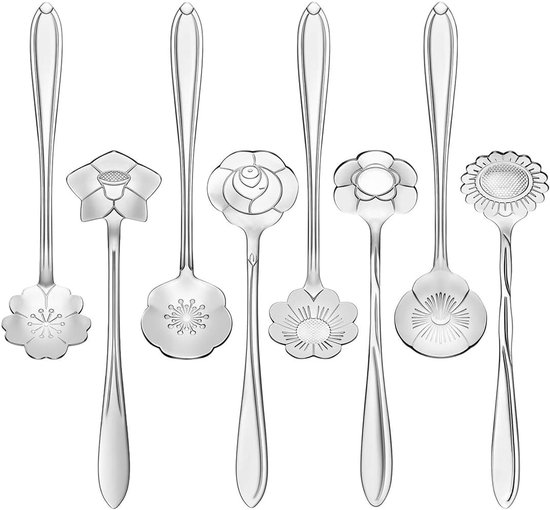 Blumen-set, 8-teiliger Rühr-/kaffee-/dessertlöffel Aus Edelstahl Für Tee, Milchshakes, Cocktails
