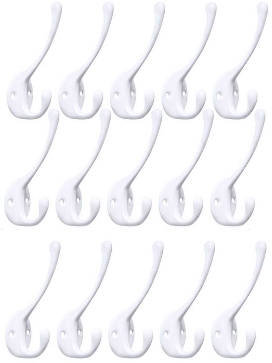 15 Wandhaken, Kleiderhaken Aus Metall, Retro-doppelbecher-design, Für Wohnzimmer, Badezimmer, Küche, Schlafzimmer – Weiß
