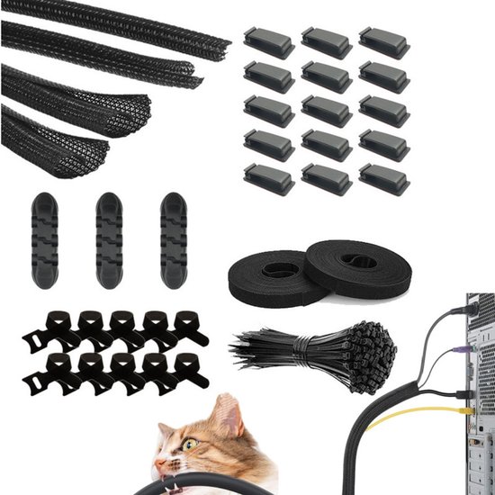 134-teiliges Kabelmanagement-set – Schreibtisch-organizer, Klemmen, Silikonschlauch Und Kabelbinder