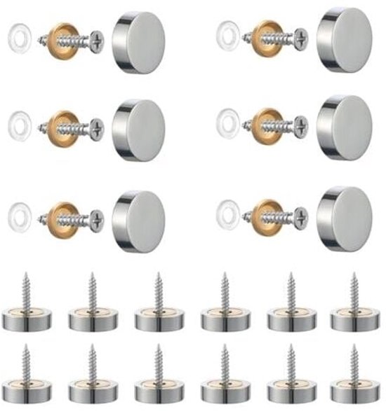 20 Gebürstete Edelstahlschrauben Mit Dekorativen Kappen, Geeignet Für Spiegel, Tische, Schilder, Schränke, Glasscheiben, Silberfarben, 14 Mm.