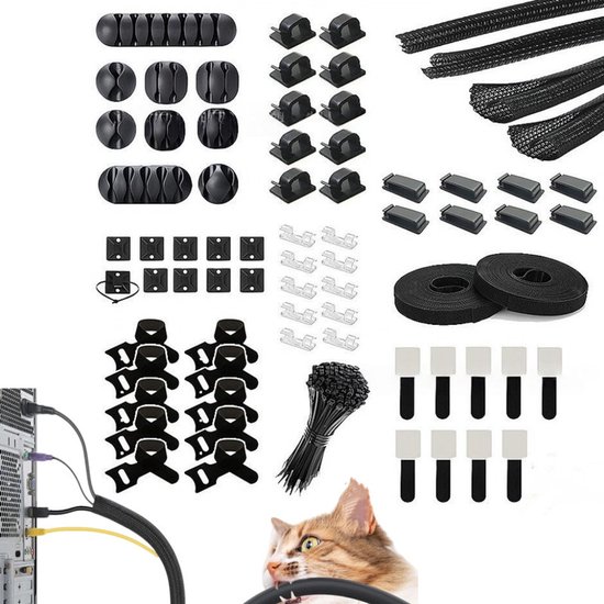 Kabelmanagement-set (173-teilig) – Kabelschutzhüllen, Organizer, Kabelkanäle, Clips Und Kabelbinder Für Den Schreibtisch