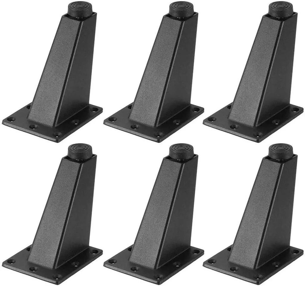 6-teiliges Set Schwarzer, Schräg Zulaufender Möbelbeine, Höhenverstellbar, Geeignet Für Couchtische, Esstische, Stühle, Schränke Und Sofas.