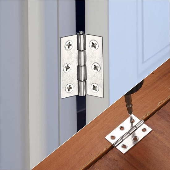 Packung Mit 20 Edelstahl-klappscharnieren, 44 X 32 X 1,0 Mm, Mit Befestigungslöchern, Für Schränke, Türen, Möbel Und Klavierbänder
