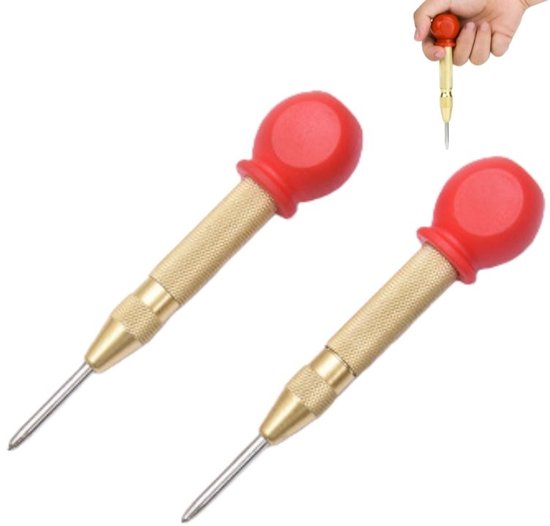 2er-pack Goldener Automatischer Körner, Federbelasteter Messing-bohrstempel Mit Schutzkappe, 132 X 30 Mm