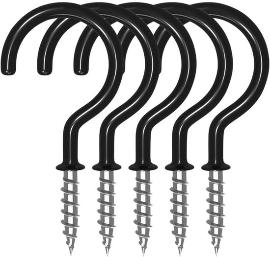 36 Becherförmige, 1-1/4 Zoll Große, Pvc-beschichtete Metall-deckenschraubenhaken – Schwarz – Für Pflanzen Und Tassen