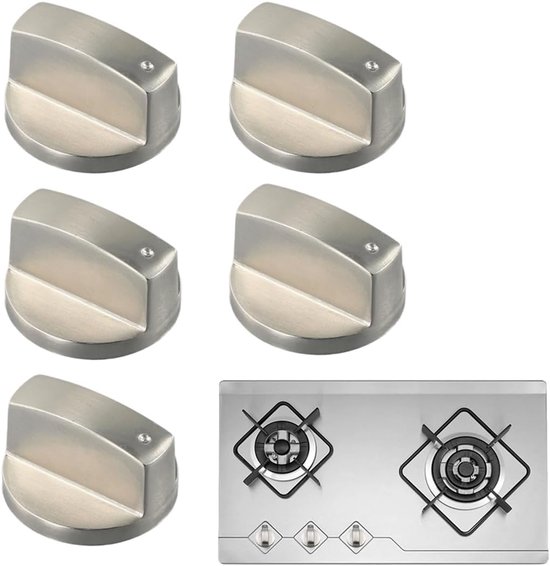 5-teiliges Set Universeller Gasherd- Und Backofenknöpfe (6 Mm, Silber), Ersatz-bedienknöpfe Für Kochfelder, Grills Und Backöfen.