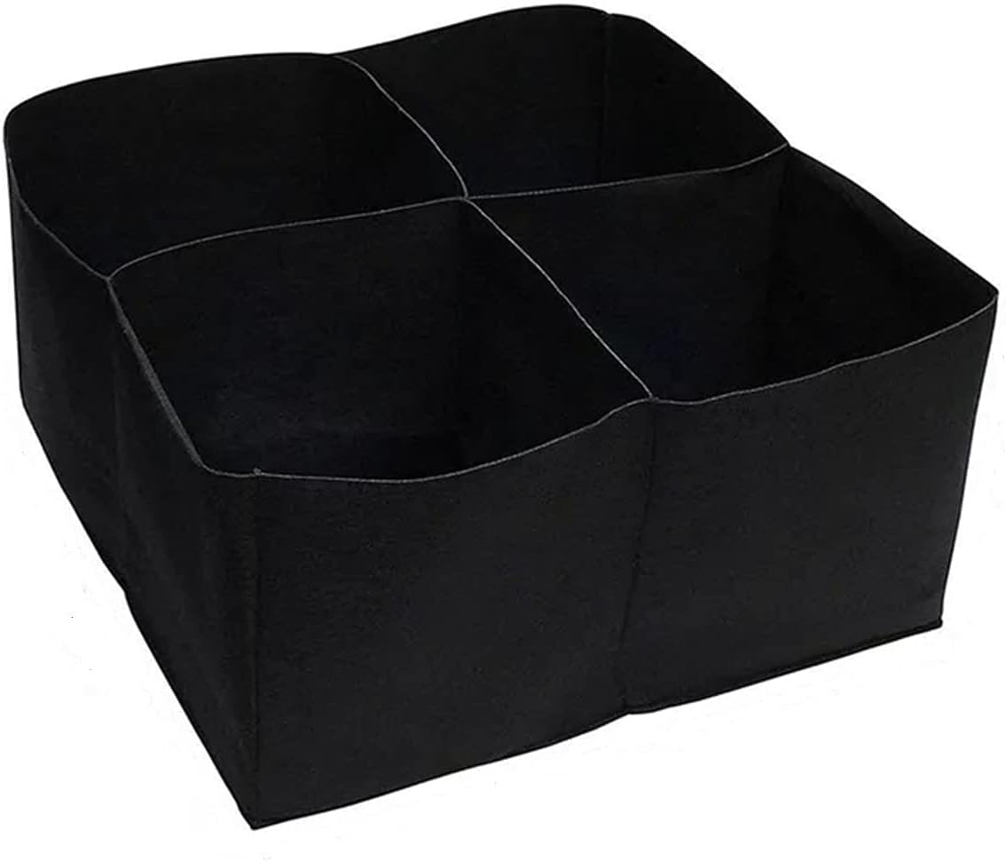 Quadratischer Pflanzbeutel Mit 4 Fächern – Schwarz