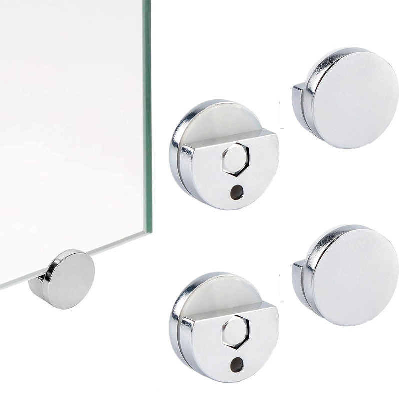 4-teiliges Spiegelhalterungsset, Runder Spiegelclip, Glasclip, Rahmenlose Glaswandhalterung