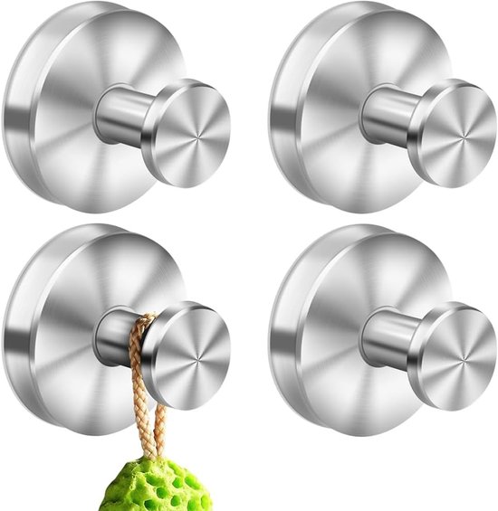 4er-pack Robuste Wandhaken Mit Vakuumsaugnäpfen Für Bad Und Küche (silber)