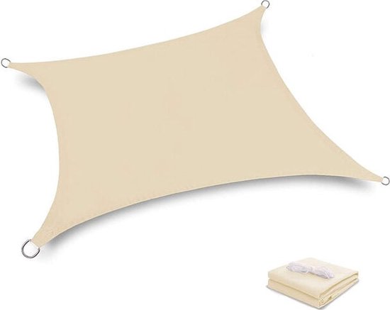 Sonnensegel – 2 X 2 Meter – Polyester – Quadratisch – Cremeweiß