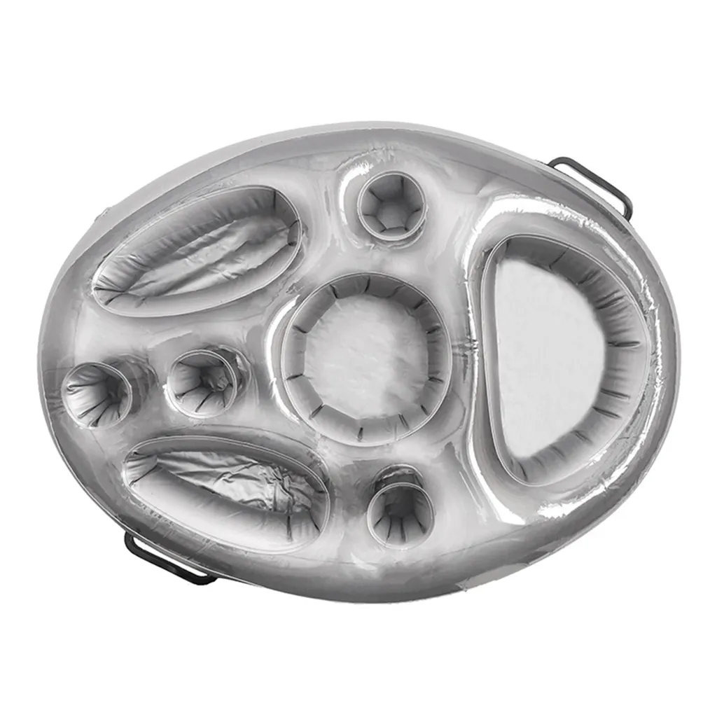 Aufblasbarer Getränkehalter, Schwimmendes Bierregal Aus Pvc, Tragbares Tablett Für Den Pool, Schwimmendes Tablett Für Poolpartys – Grau