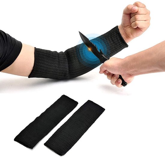 Zweiteilige Schnittfeste Ärmel, Gartenhandschuhe, Schnittfeste Strickärmel, Schnittfeste Handschuhe Stufe 5, Lange Ärmel, Armschutzärmel, Schwarz