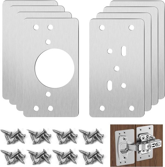 8-teiliges Set Mit Montageplatten Und Schrauben Zur Reparatur Von Scharnieren An Möbeln, Schubladen Und Fenstern