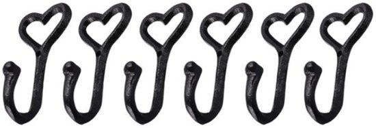 6-teiliges Set – Haken – Wandhaken – Wandhalterungen – Schwarz – 55 X 42 X 115 Mm – Metall – Kleiderhaken – Wandgarderobe – Bohren Erforderlich