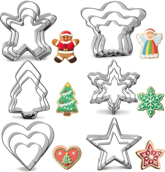 18-teiliges Weihnachtsplätzchen-ausstechformen-set Aus Edelstahl In 6 Verschiedenen Formen