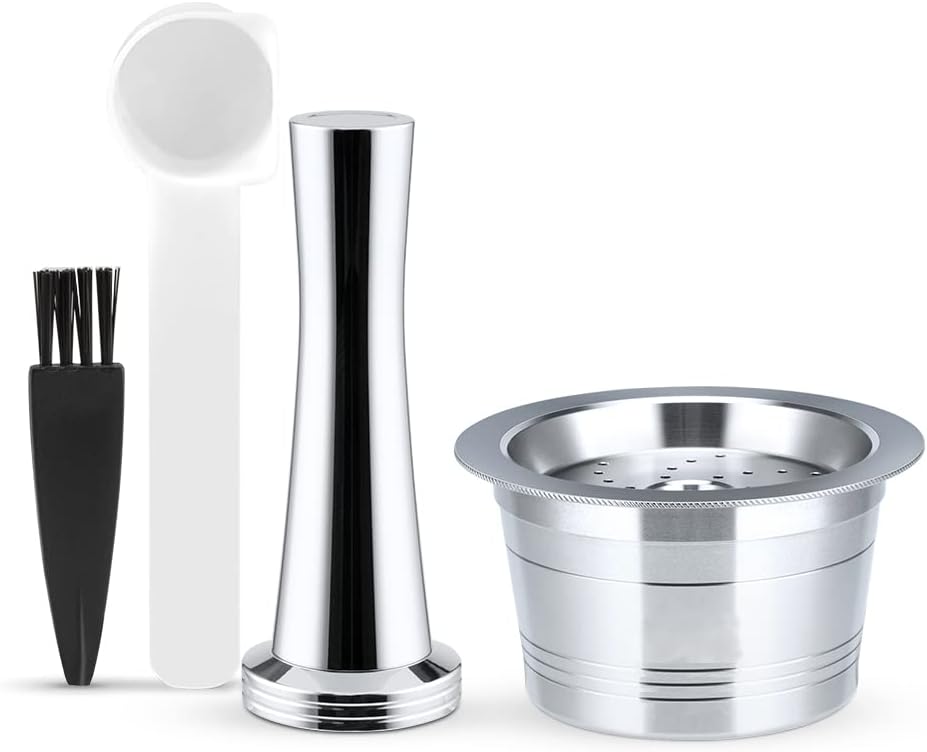 Wiederverwendbares Edelstahl-kaffeekapsel-set Mit Tamper Für K-fee, Tchibo & Caffitaly