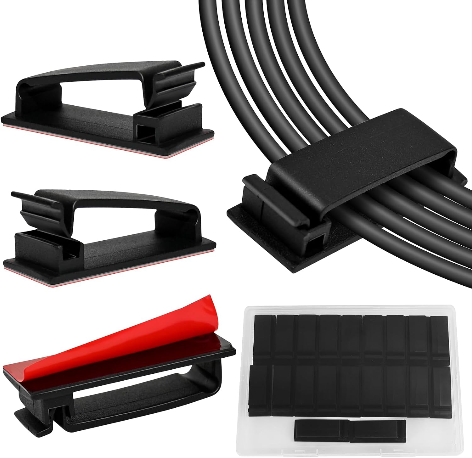 Umweltfreundliche Kabelclips Für Schreibtisch Und Haushalt – 10er-pack, Selbstklebend, Schwarz