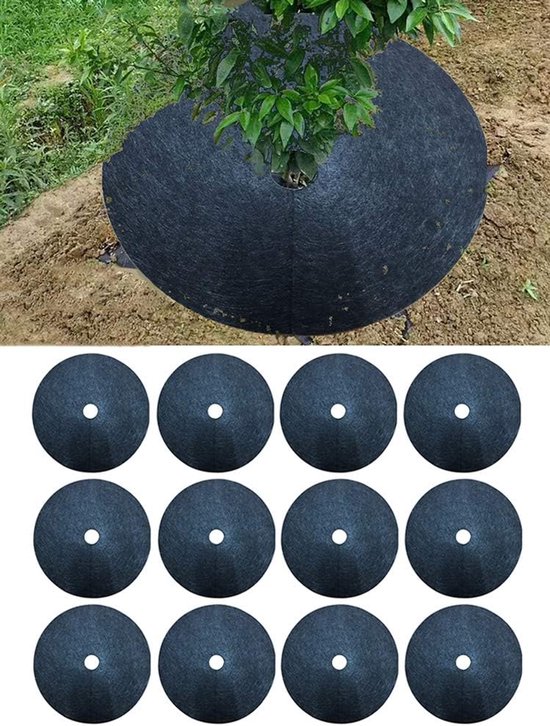12-teiliges Set 15 Cm Baumschutzmatten, Mulchringe Aus Vliesstoff, Runde Unkrautbarriere Für Gartenbäume