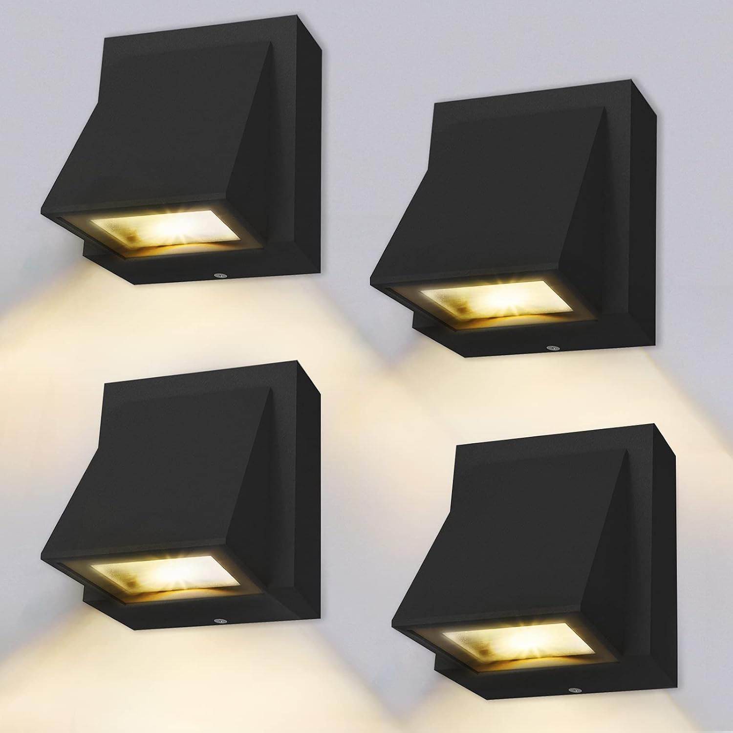 Vierteiliges 8-w-led-wandleuchten-set, Für Den Innen- Und Außenbereich – Warmweißes Licht (3000 K) – Für Schlafzimmer, Wohnzimmer Und Badezimmer – Schwarz