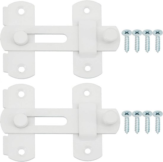 Edelstahlbolzen – 2 Stück – M – 10 X 7 Cm – Dicke 2 Mm – Lochdurchmesser 5 Mm – Schrauben Inklusive – Wc-türschloss – Türen, Fenster, Garten