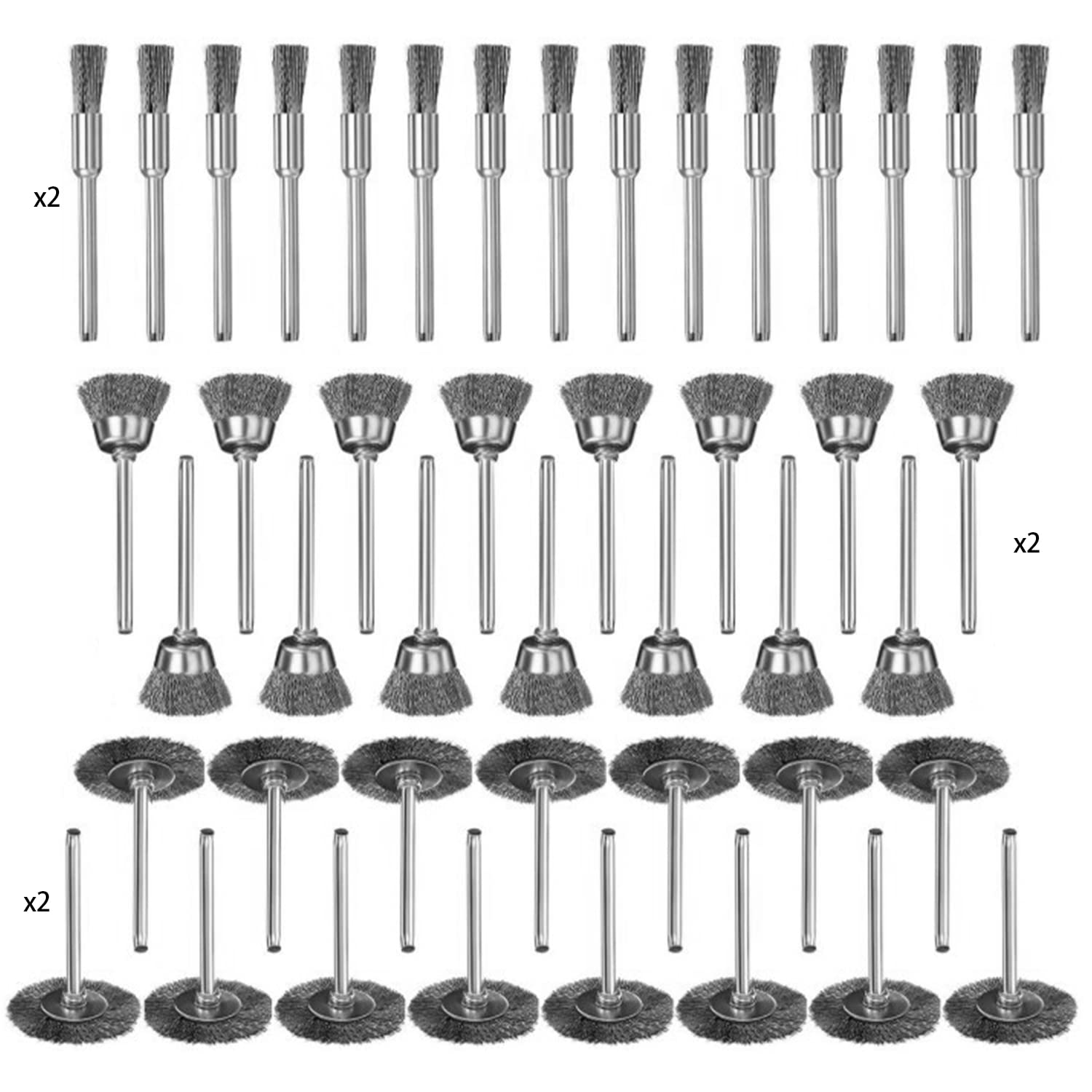 90-teiliges Drahtbürsten-set Für Bohrmaschinen, 3-mm-drahtbürsten, Metallbürsten-set Zum Polieren, Rostentfernen Und Für Die Tiefenreinigung.
