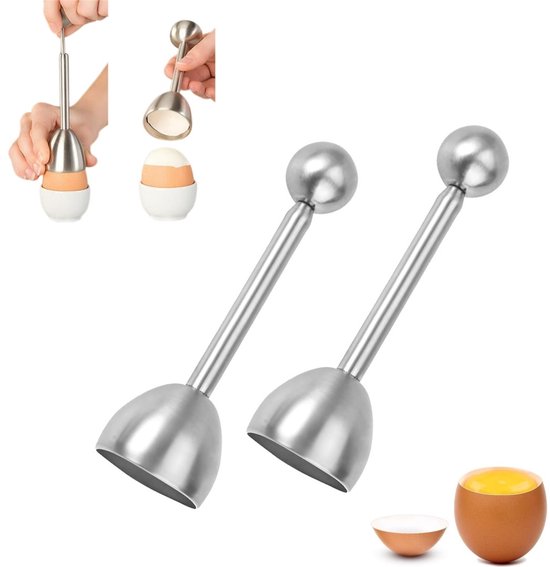 Eieröffner Aus Edelstahl (2-teiliges Set, 13 X 4 Cm) – Schäler Und Schneidewerkzeug Für Weichgekochte Eier