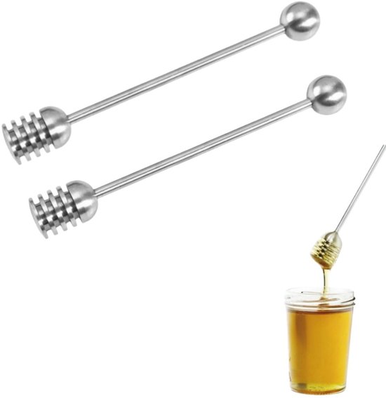 2er-packung – Honiglöffel Aus Edelstahl – Honiglöffel – Langer Griff – Silber – 2 X 16 Cm