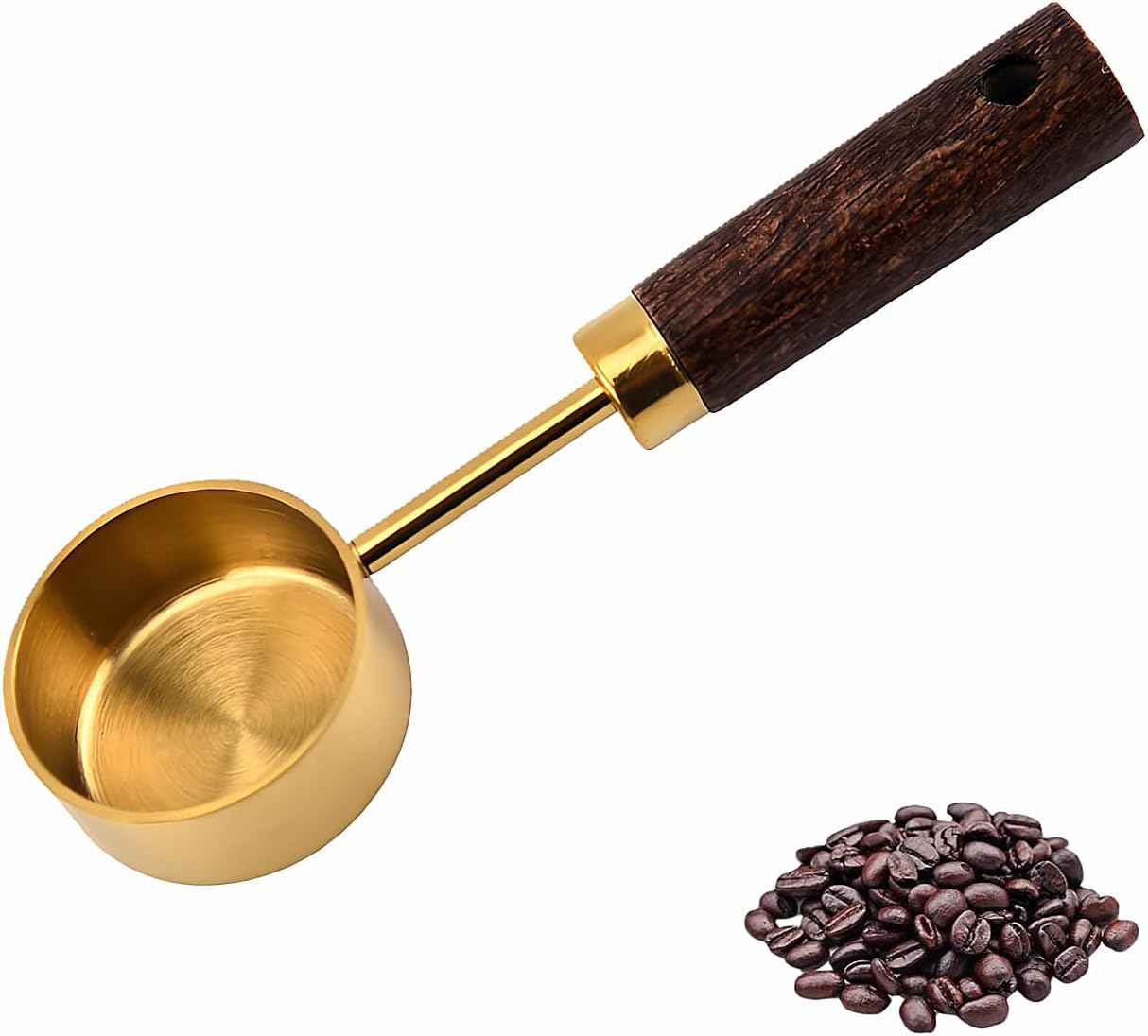 2er-pack Retro-kaffeemesslöffel – 15 G Kaffeelöffel Aus Edelstahl Mit Holzgriffen – Geeignet Für Kaffee, Tee Und Milchpulver – Gold