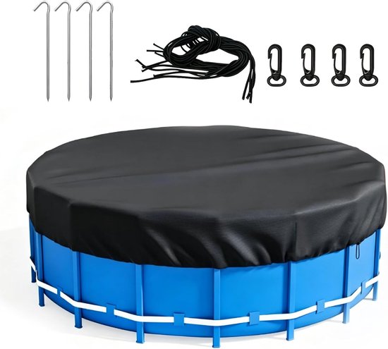 Runde Poolabdeckung, 244 Cm Durchmesser, Uv-beständiges, Wasserdichtes Segeltuch Mit Seilen