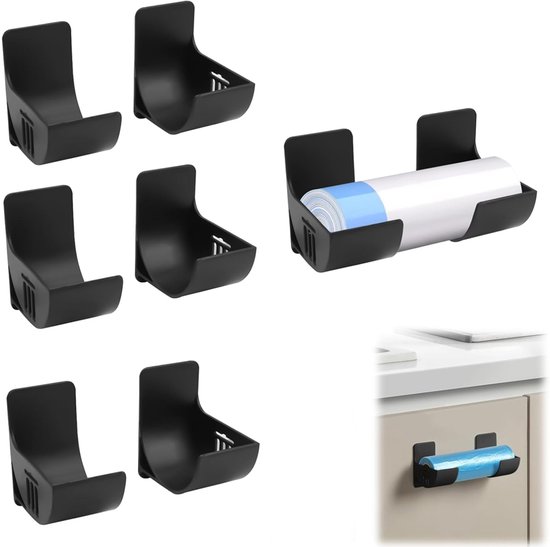 Folienhalter, 4 Paar, Aluminiumfolie Und Frischhaltefolie, Selbstklebend, Aluminiumfolienhalter, Für Fettdichtes Papier, Frischhaltefolie Und Aluminiumfolie, Schwarz